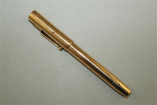 A 14ct gold Mabie Todd & Co Swan fountain pen,